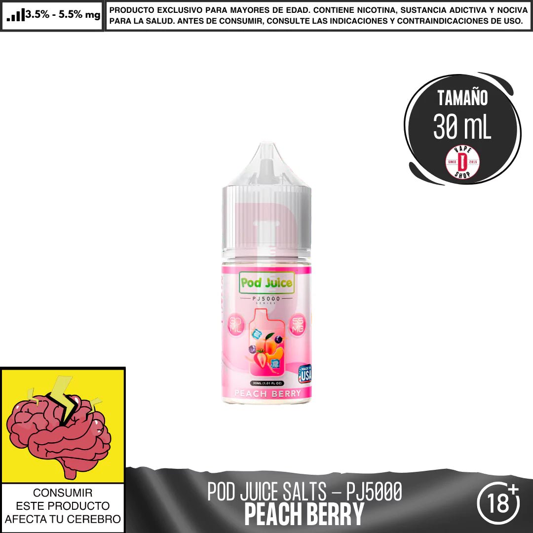 Peach Berry Salts - Sales de Nicotina - Pod Juice | SN - PJ - PJ5 - PB - 35