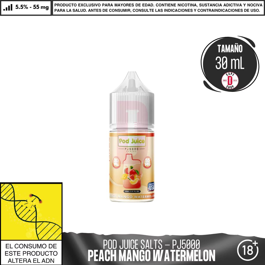 Peach Mango Watermelon Salts - Sales de Nicotina - Pod Juice | SN - PJ - PMW - 55