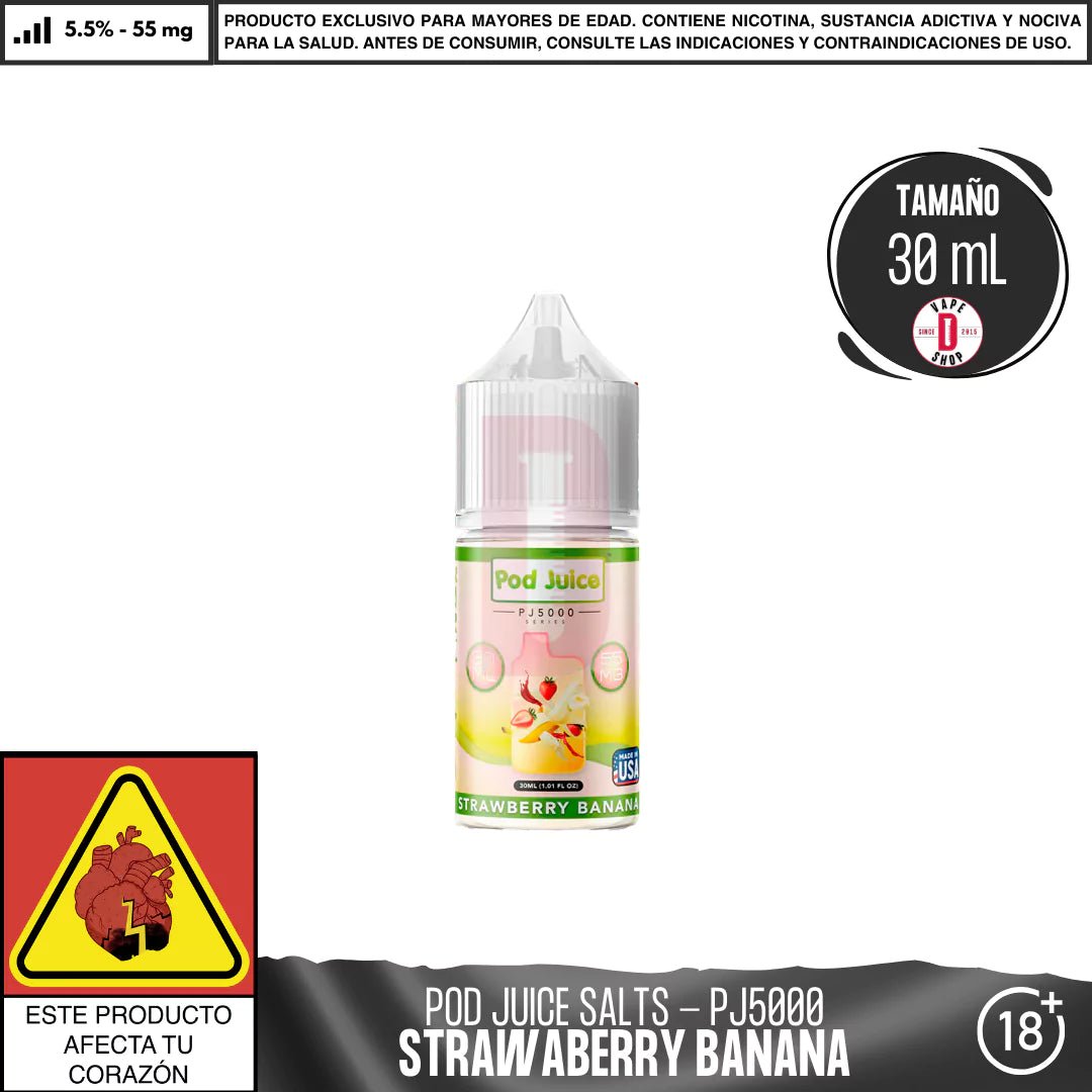 Strawberry Banana Salts - Sales de Nicotina - Pod Juice | SN - PJ - PJ5 - SBB - 55
