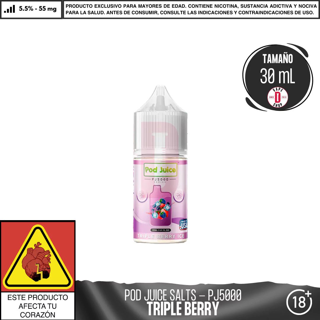 Triple Berry Ice Salts - Sales de Nicotina - Pod Juice | SN - PJ - PJ5 - TBI - 55