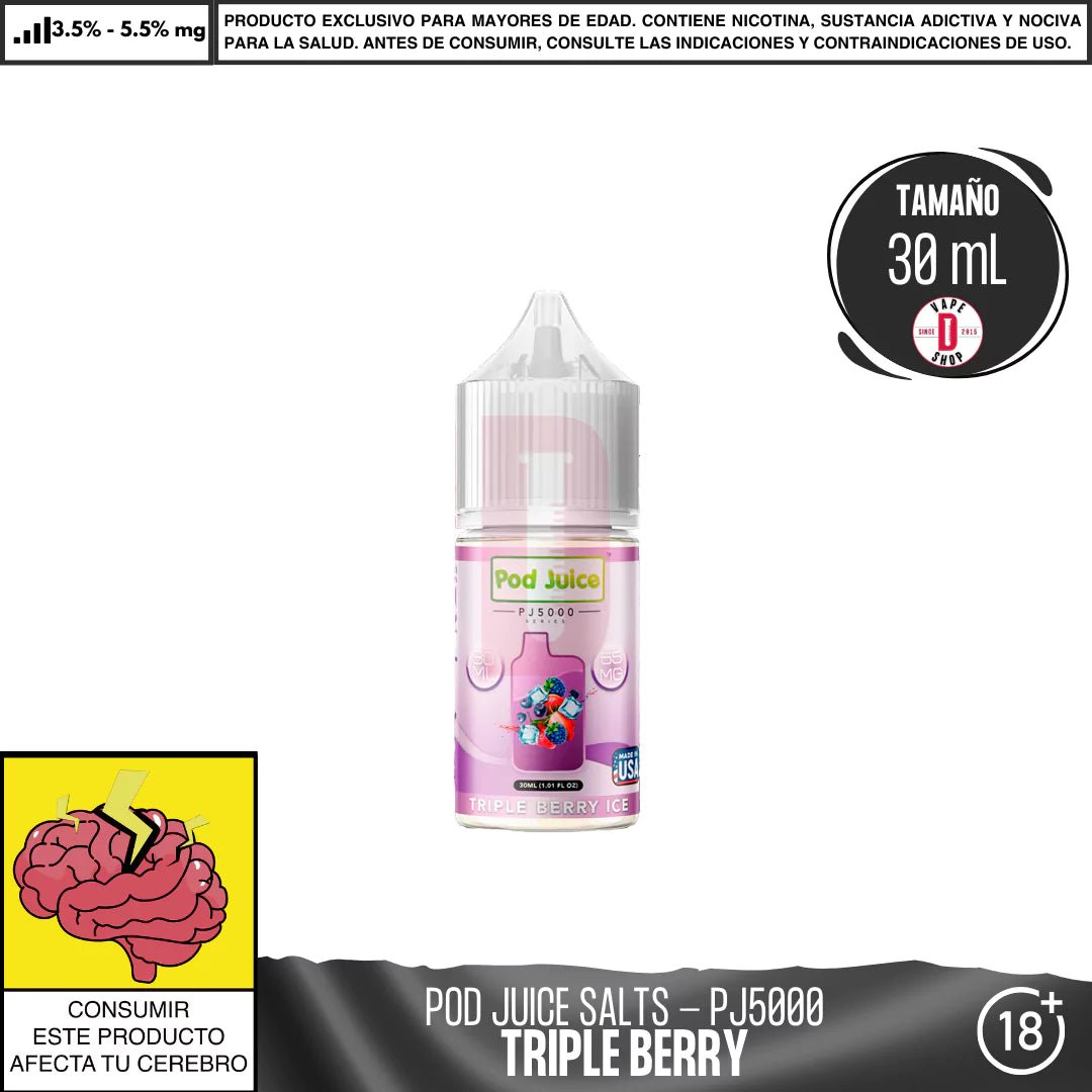 Triple Berry Ice Salts - Sales de Nicotina - Pod Juice | SN - PJ - PJ5 - TBI - 35