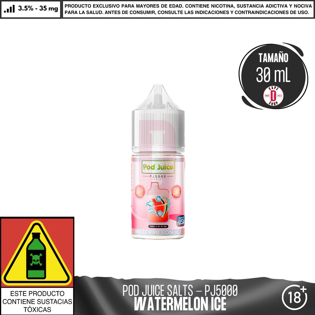 Watermelon Ice Salts - Sales de Nicotina - Pod Juice | SN - PJ - PJ5 - WMI - 35