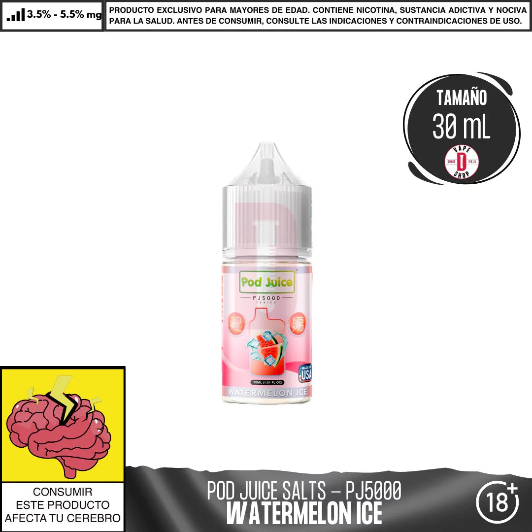Watermelon Ice Salts - Sales de Nicotina - Pod Juice | SN - PJ - PJ5 - WMI - 35