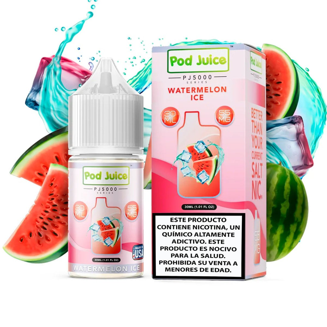 Watermelon Ice Salts - Sales de Nicotina - Pod Juice | SN - PJ - PJ5 - WMI - 35