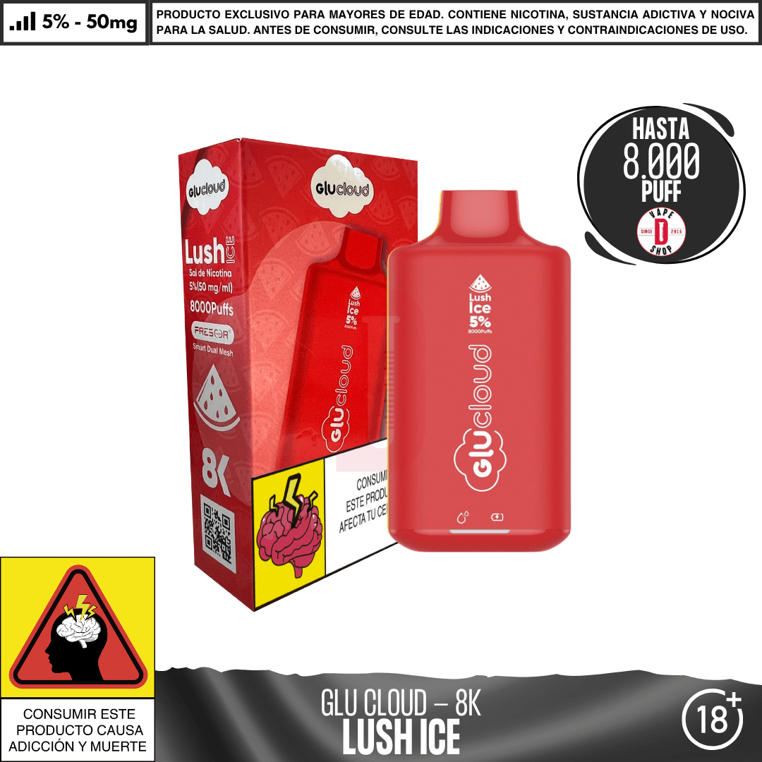 Glu Cloud - 8K 8000 PUFF - Vape Desechable - Glu Cloud | DIS - GLUC - 8K - LI - 50