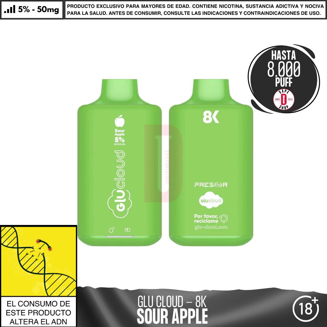 Glu Cloud - 8K 8000 PUFF - Vape Desechable - Glu Cloud | DIS - GLUC - 8K - SOA - 50