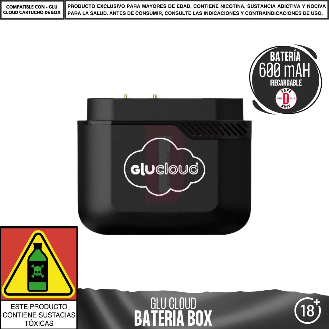Glu Cloud - Batería BoxPod - Vape Desechable - Glu Cloud | EQC - GLUC - BBP - NEG