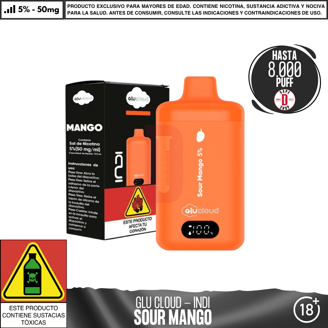 Glu Cloud - INDI 8000 PUFF - Vape Desechable - Glu Cloud | DIS - GLUC - IND - SOM - 50