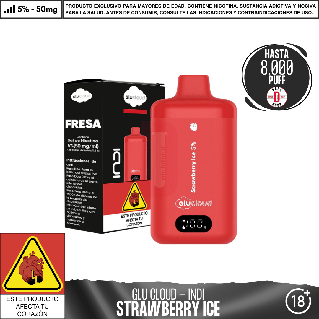 Glu Cloud - INDI 8000 PUFF - Vape Desechable - Glu Cloud | DIS - GLUC - IND - STI - 50