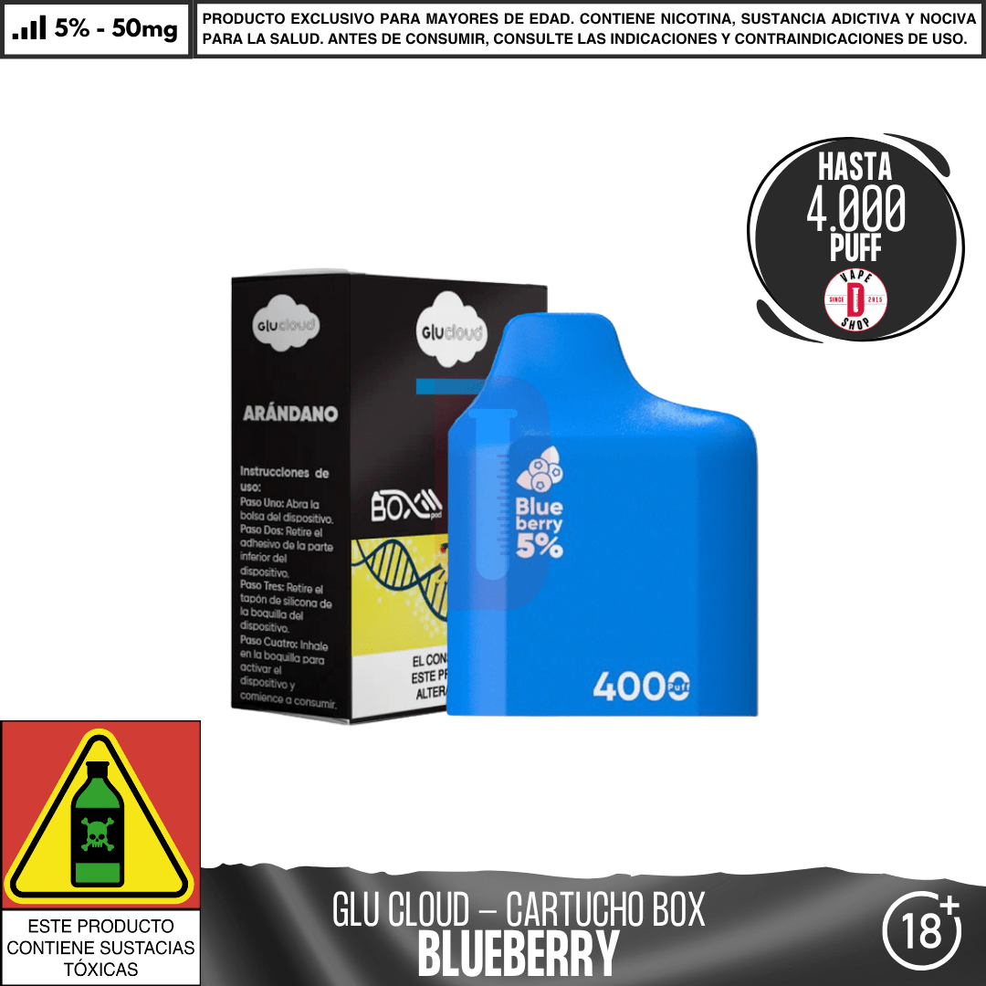 Glu Cloud - Pod BoxPod 4000 PUFF - Vape Desechable - Glu Cloud | DIS - GLUC - PBP - BB - 50