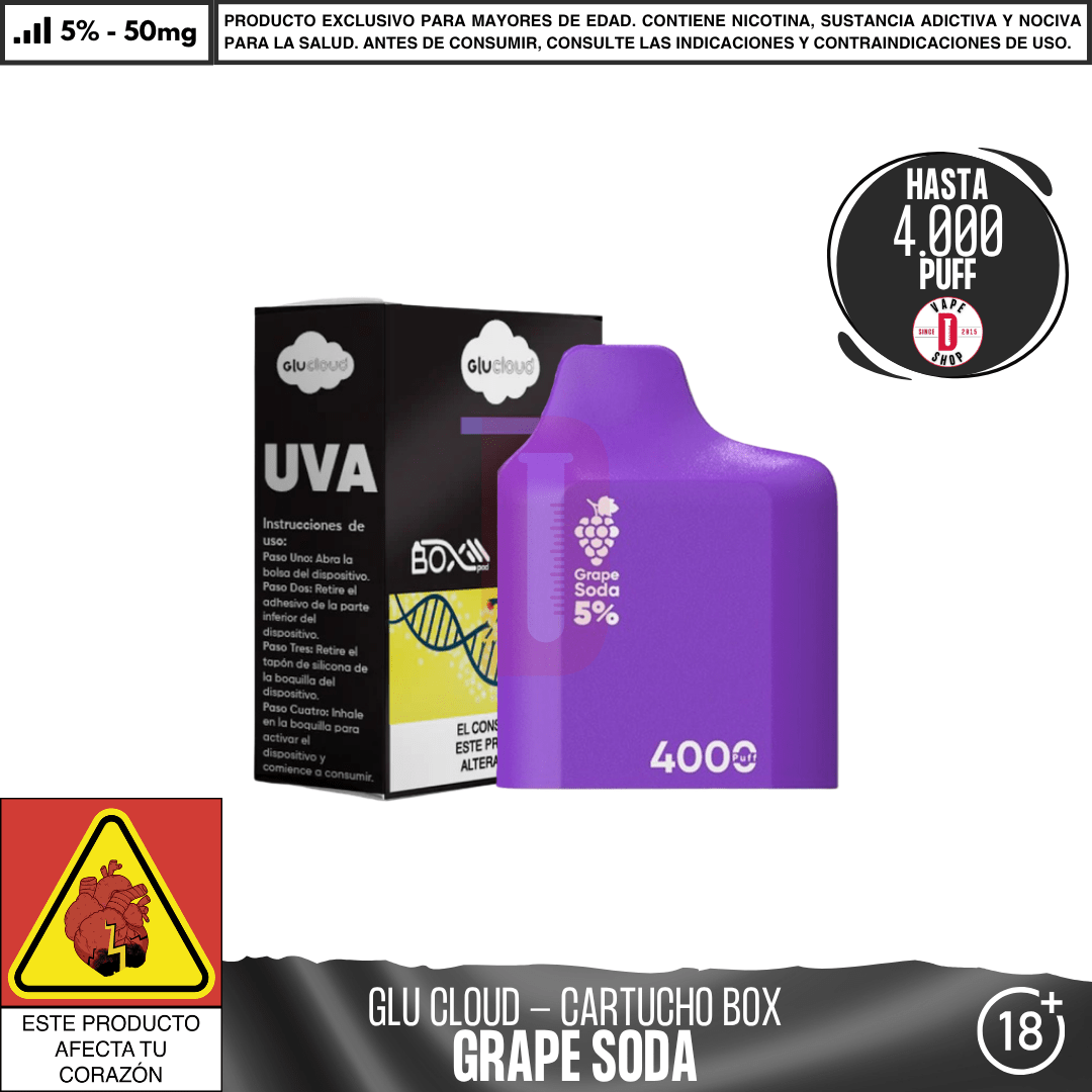 Glu Cloud - Pod BoxPod 4000 PUFF - Vape Desechable - Glu Cloud | DIS - GLUC - PBP - GS - 50