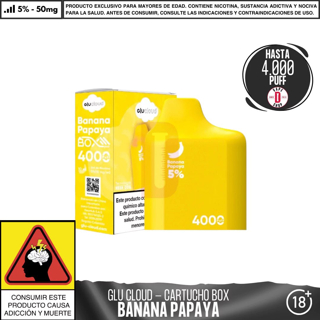 Glu Cloud - Pod BoxPod 4000 PUFF - Vape Desechable - Glu Cloud | DIS - GLUC - PBP - BNP - 50