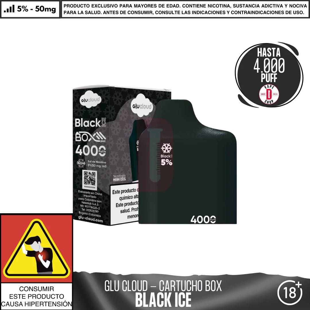 Glu Cloud - Pod BoxPod 4000 PUFF - Vape Desechable - Glu Cloud | DIS - GLUC - PBP - BLI - 50
