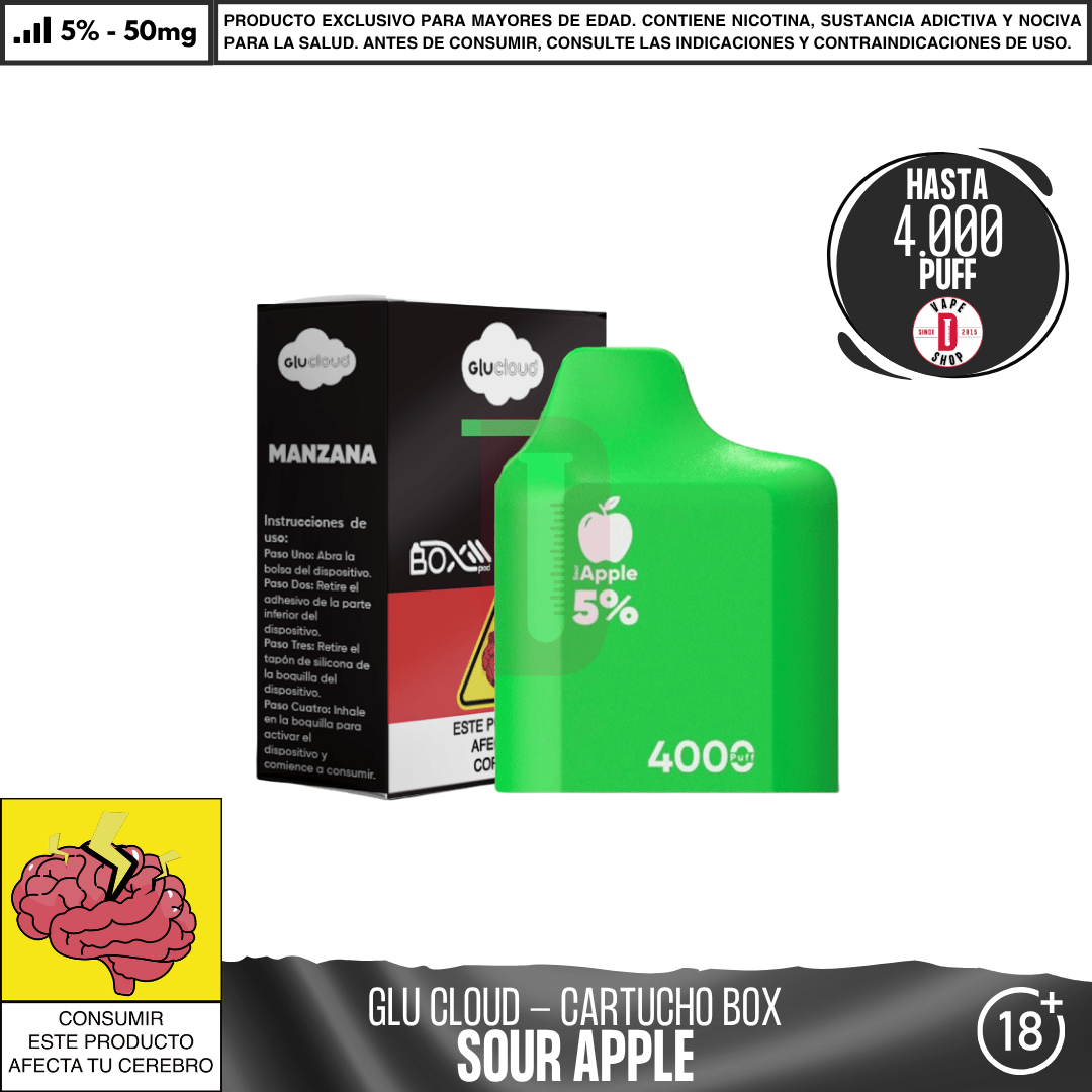 Glu Cloud - Pod BoxPod 4000 PUFF - Vape Desechable - Glu Cloud | DIS - GLUC - PBP - SOA - 50