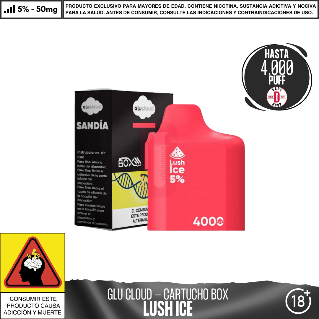 Glu Cloud - Pod BoxPod 4000 PUFF - Vape Desechable - Glu Cloud | DIS - GLUC - PBP - LI - 50
