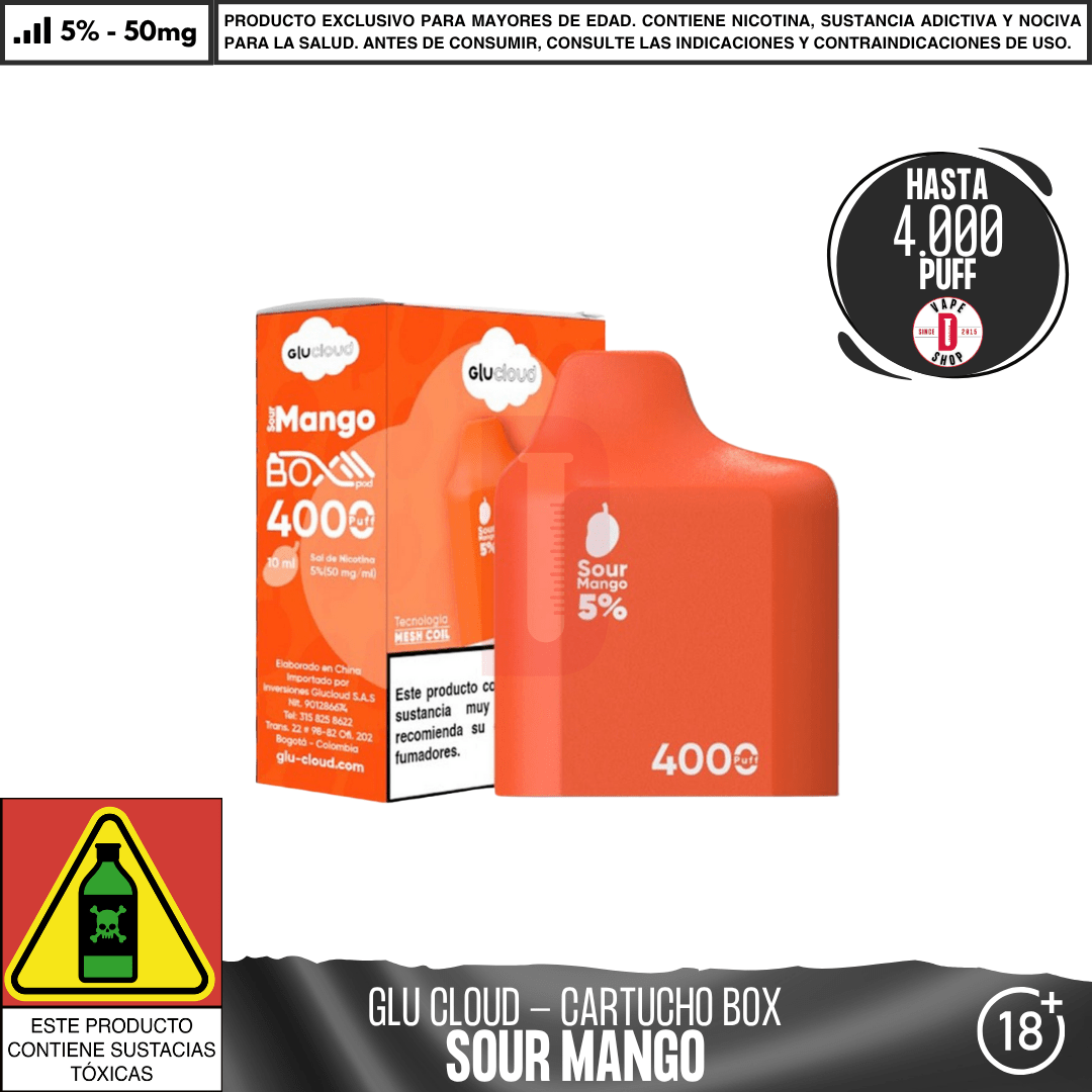 Glu Cloud - Pod BoxPod 4000 PUFF - Vape Desechable - Glu Cloud | DIS - GLUC - PBP - SOM - 50