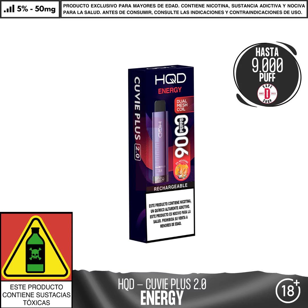 HQD - Cuvie Plus 2.0 9000 PUFF - Vape Desechable - HQD | DIS - HQD - CPL - 2.0 - ENE - 50