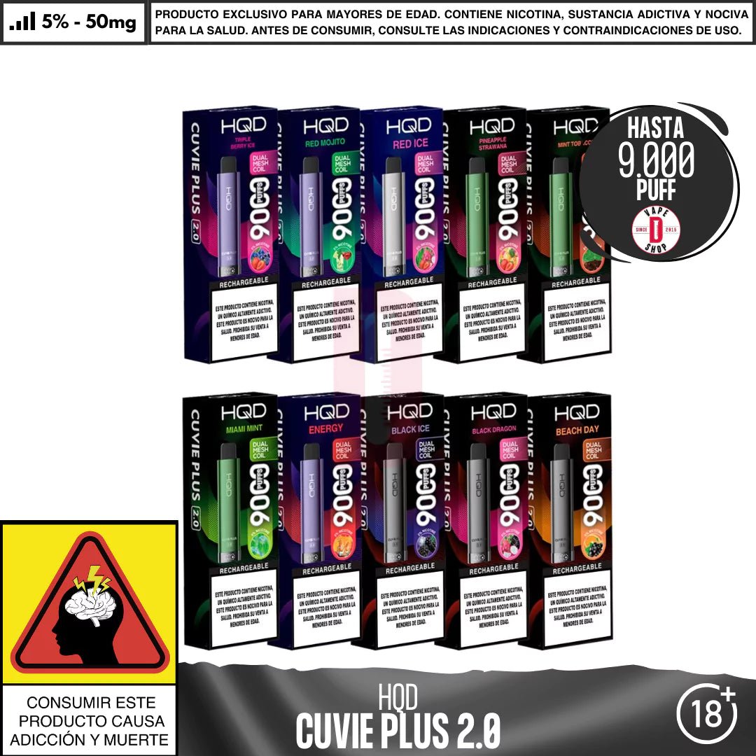 HQD - Cuvie Plus 2.0 9000 PUFF - Vape Desechable - HQD | DIS - HQD - CPL - 2.0 - BED - 50