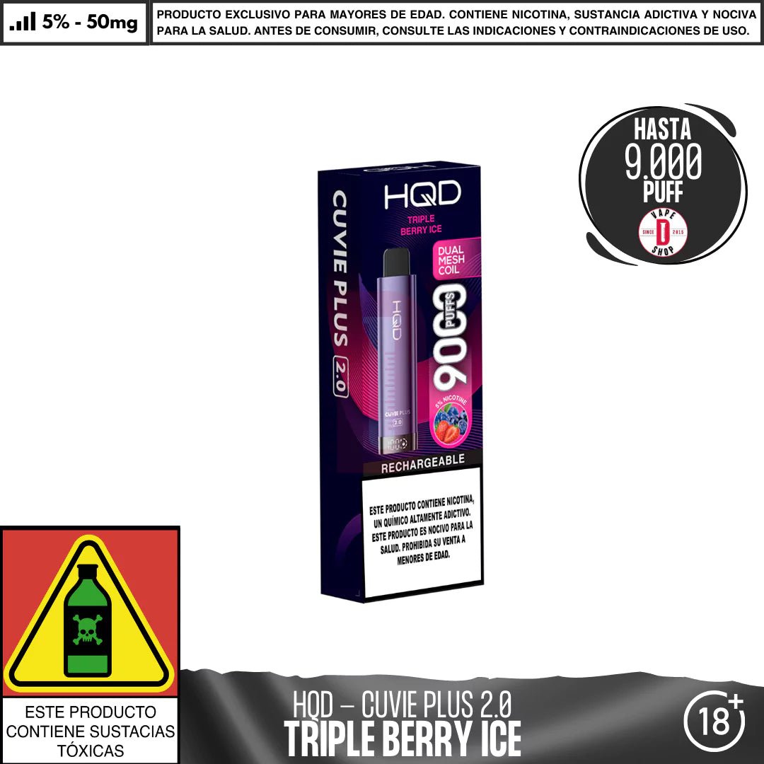 HQD - Cuvie Plus 2.0 9000 PUFF - Vape Desechable - HQD | DIS - HQD - CPL - 2.0 - TBI - 50