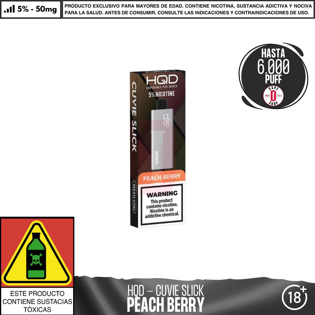 HQD - Cuvie Slick 6000 PUFF - Vape Desechable - HQD | DIS - HQD - CS - PEB - 50