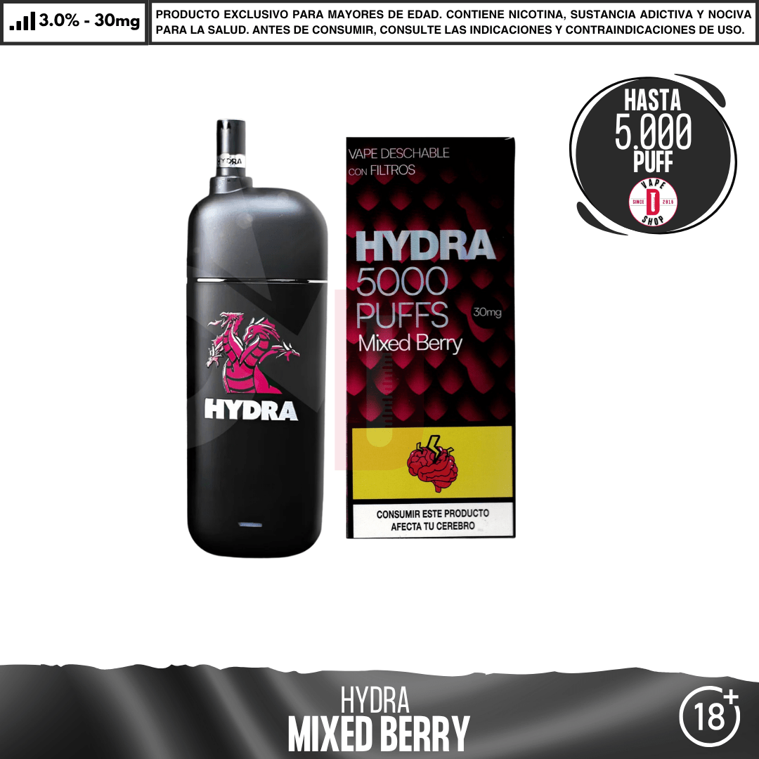 Hydra - 5000 Puffs con filtros - Vape Desechable - Hydra | DIS-HYD-5K-MIB