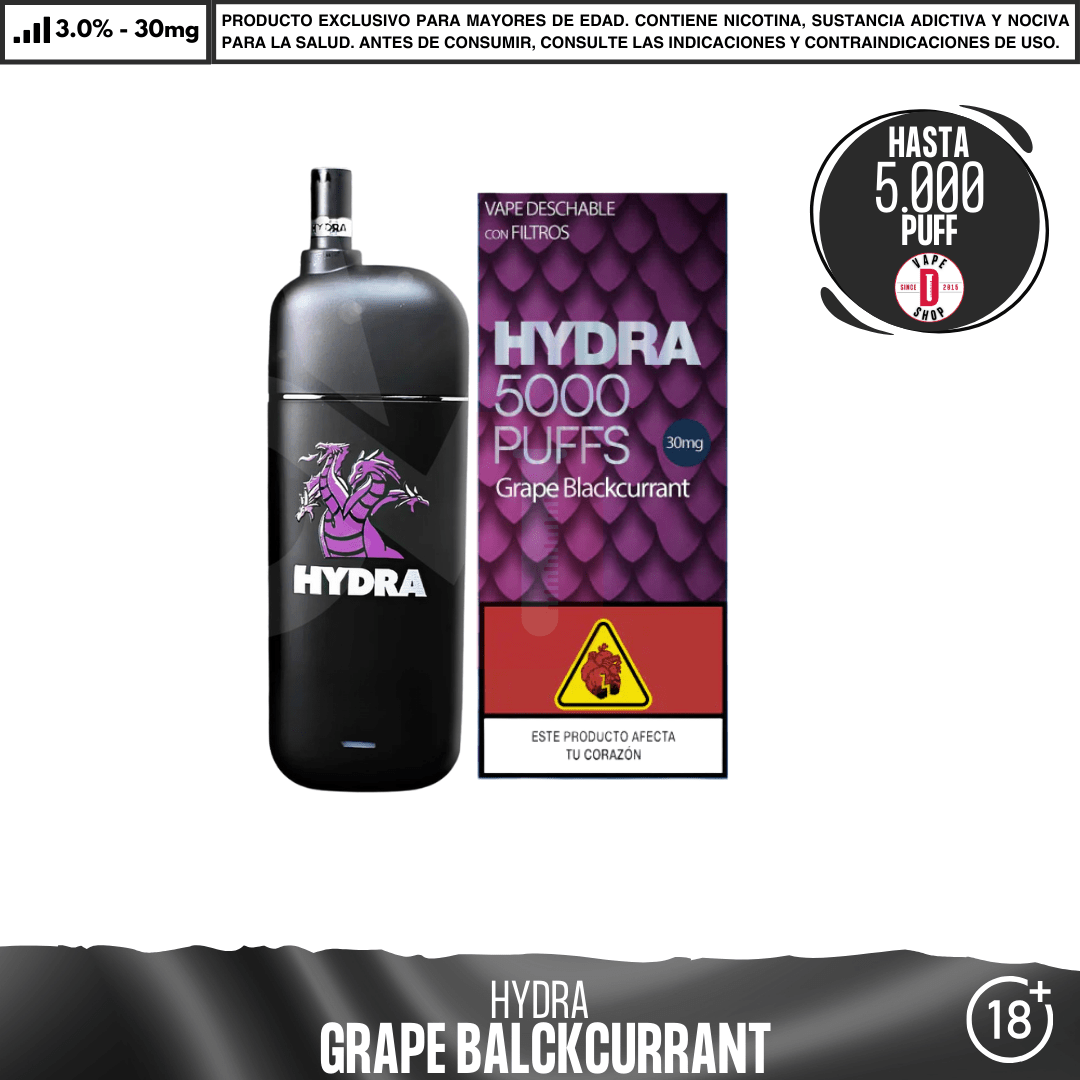 Hydra - 5000 Puffs con filtros - Vape Desechable - Hydra | DIS-HYD-5K-GRB