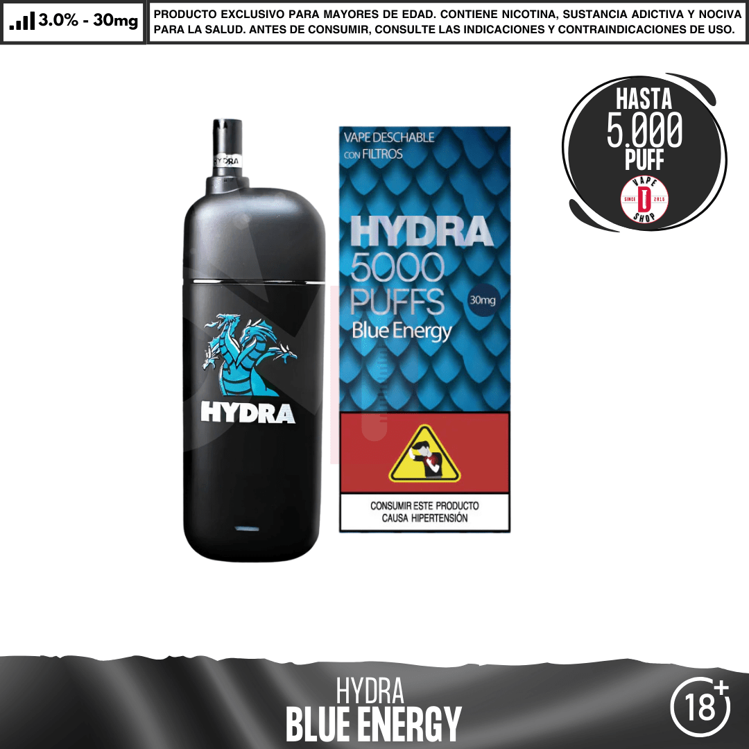 Hydra - 5000 Puffs con filtros - Vape Desechable - Hydra | DIS-HYD-5K-BLE