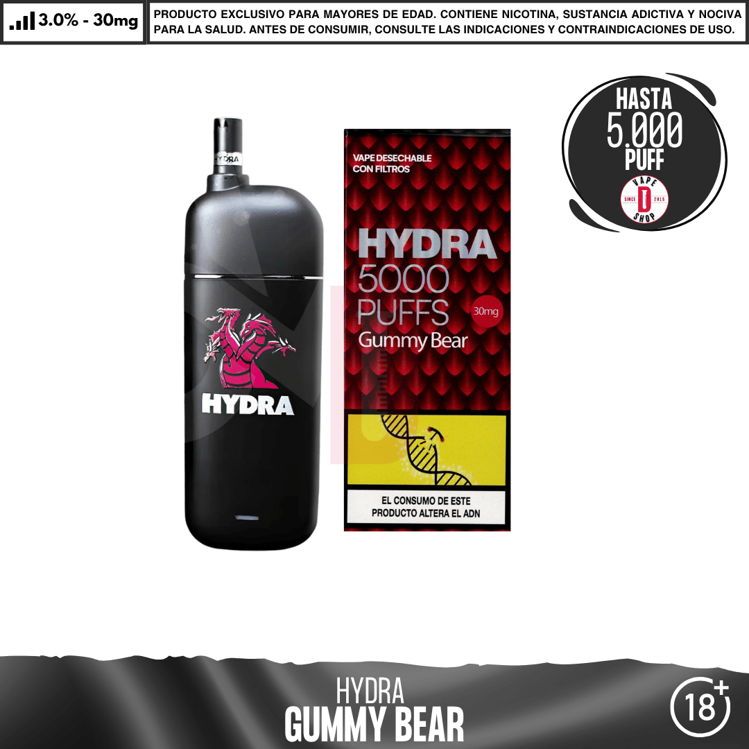 Hydra - 5000 Puffs con filtros - Vape Desechable - Hydra | DIS-HYD-5K-GUB