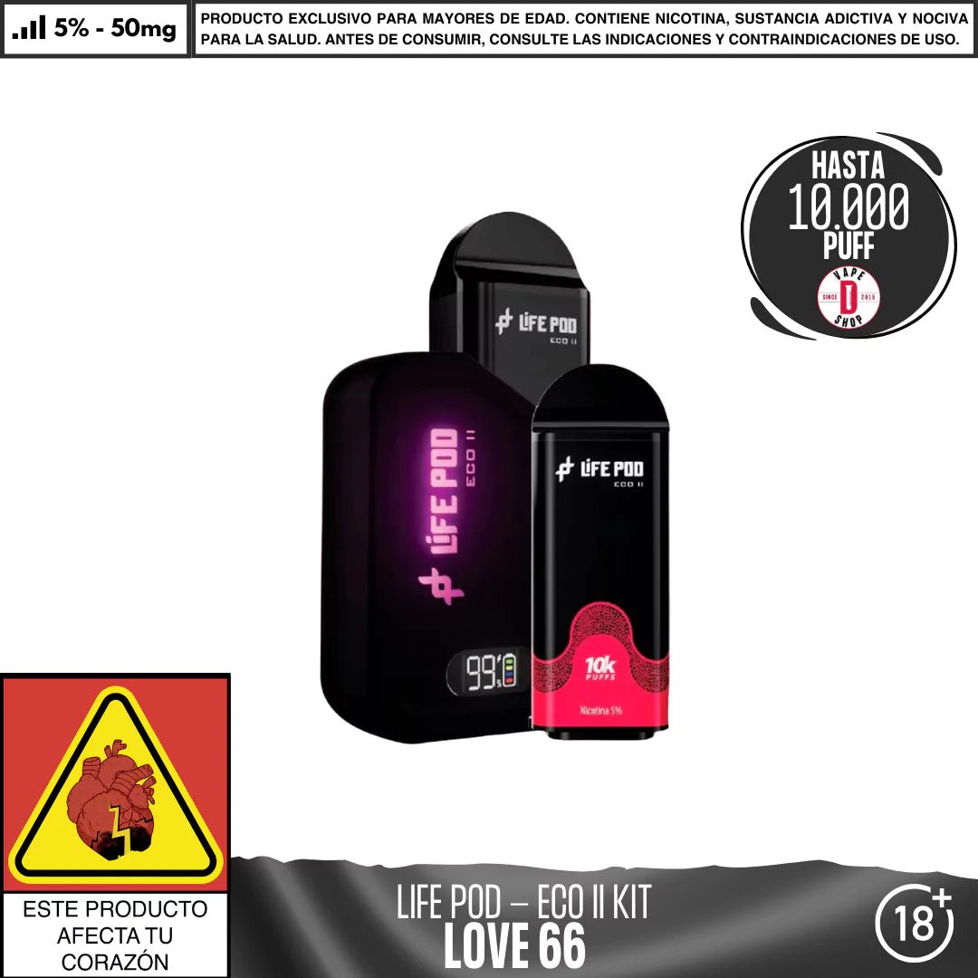 Life Pod - Eco II Kit - Vape Desechable - Life Pod | EQC - LIPO - ECOII - NL66