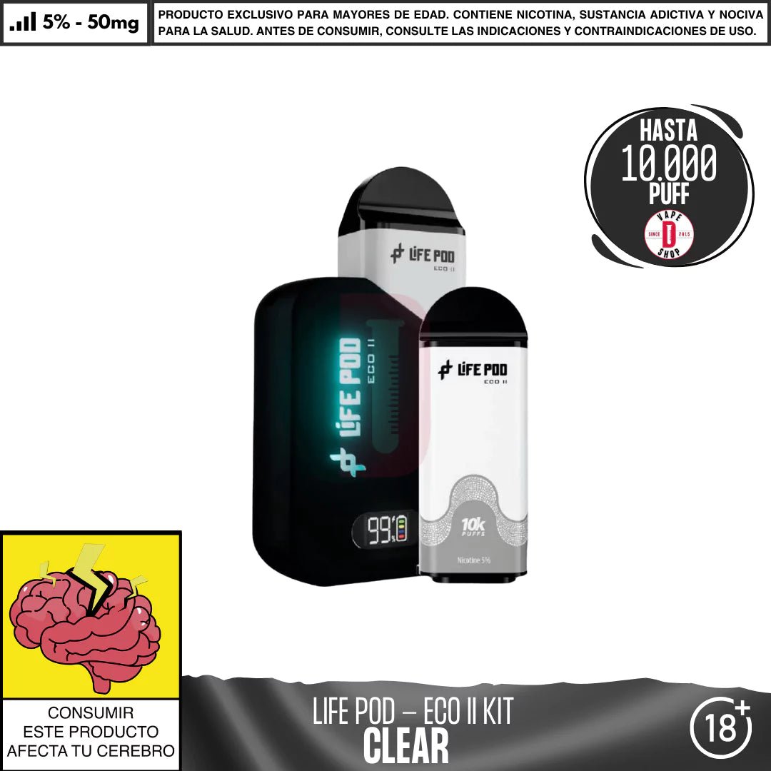 Life Pod - Eco II Kit - Vape Desechable - Life Pod | EQC - LIPO - ECOII - NCLE