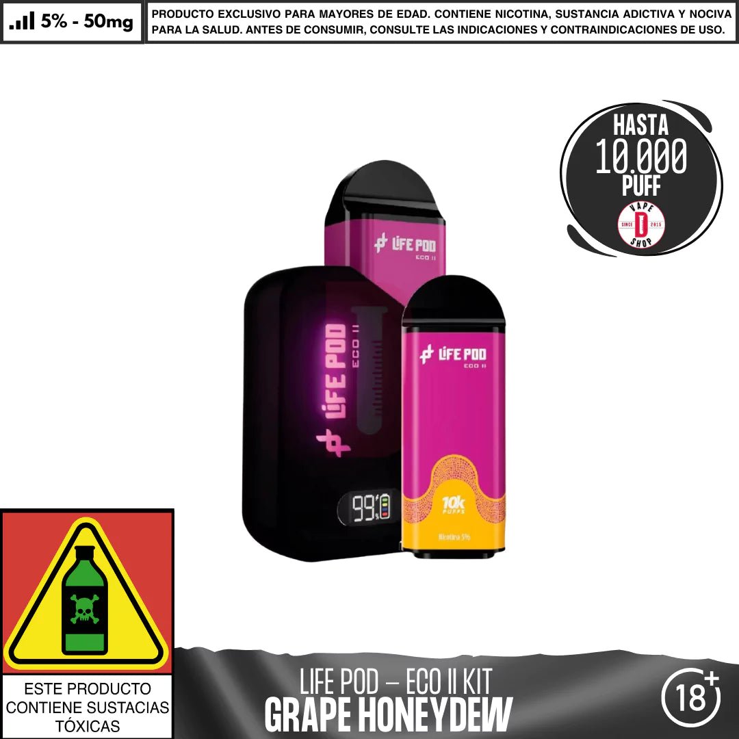 Life Pod - Eco II Kit - Vape Desechable - Life Pod | EQC - LIPO - ECOII - NGRH
