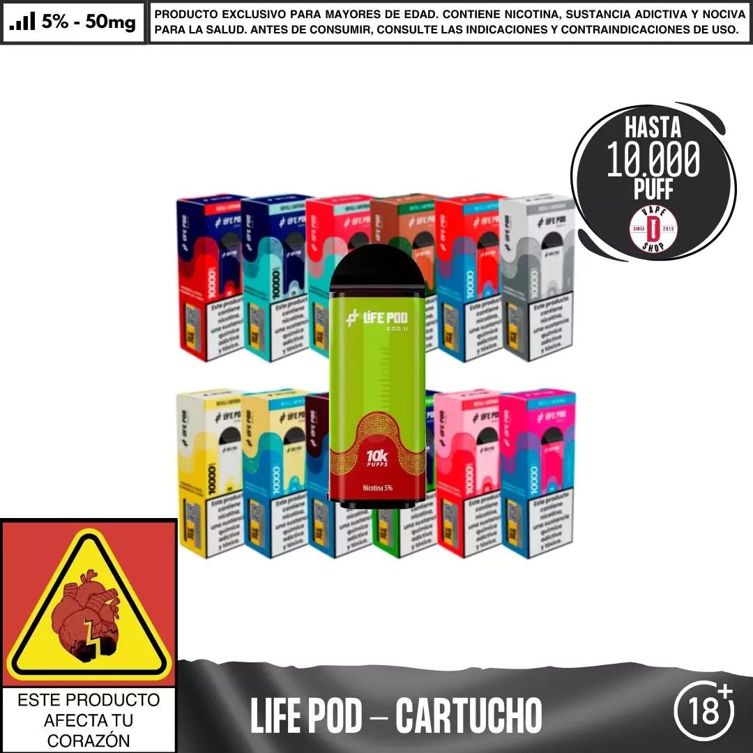 Life Pod - Eco II Pod 10000 PUFF - Vape Desechable - Life Pod | EQC - LIPO - ECOII - PODS - BAC