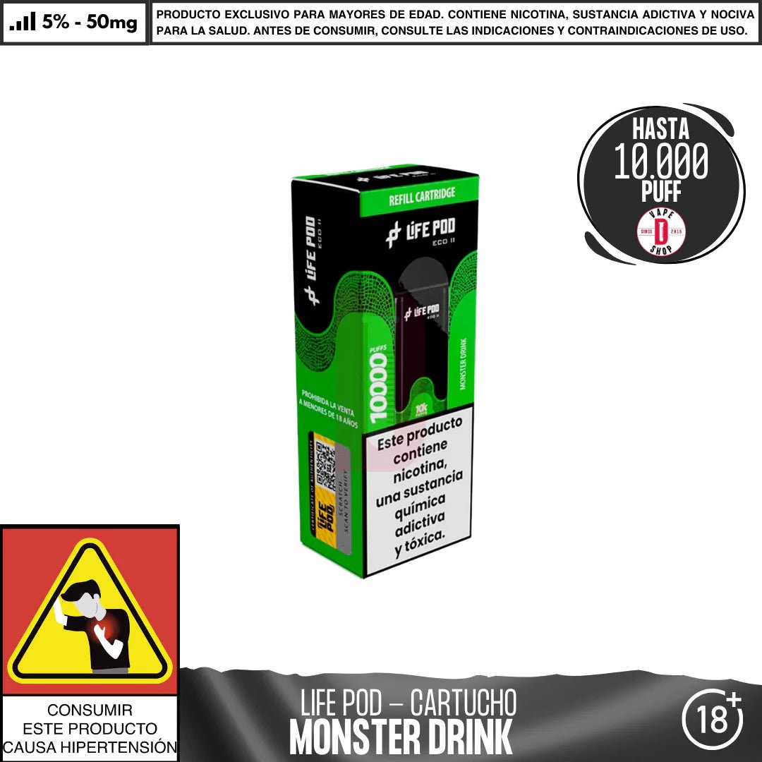 Life Pod - Eco II Pod 10000 PUFF - Vape Desechable - Life Pod | EQC - LIPO - ECOII - PODS - MOD
