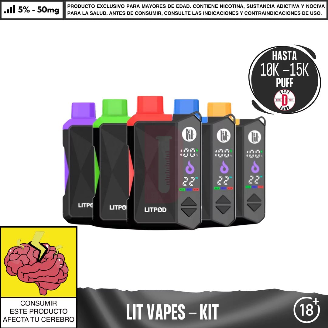 Lit Vapes - Litpod Kit - Vape Desechable - Lit Vapes | EQC - LIT - LPK - FRBL