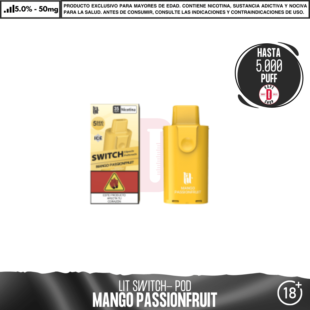 Lit Vapes - Litpod Switch Pod 5000 PUFF - Vape Desechable - Lit Vapes | EQC-LIT-LPS-POD-MA50