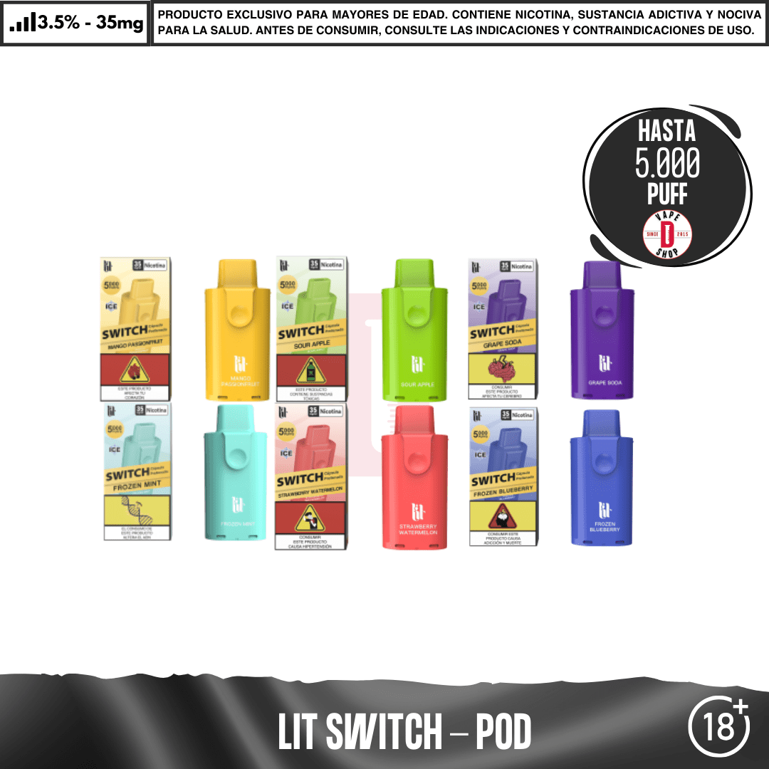 Lit Vapes - Litpod Switch Pod 5000 PUFF - Vape Desechable - Lit Vapes | EQC-LIT-LPS-POD-FRBL