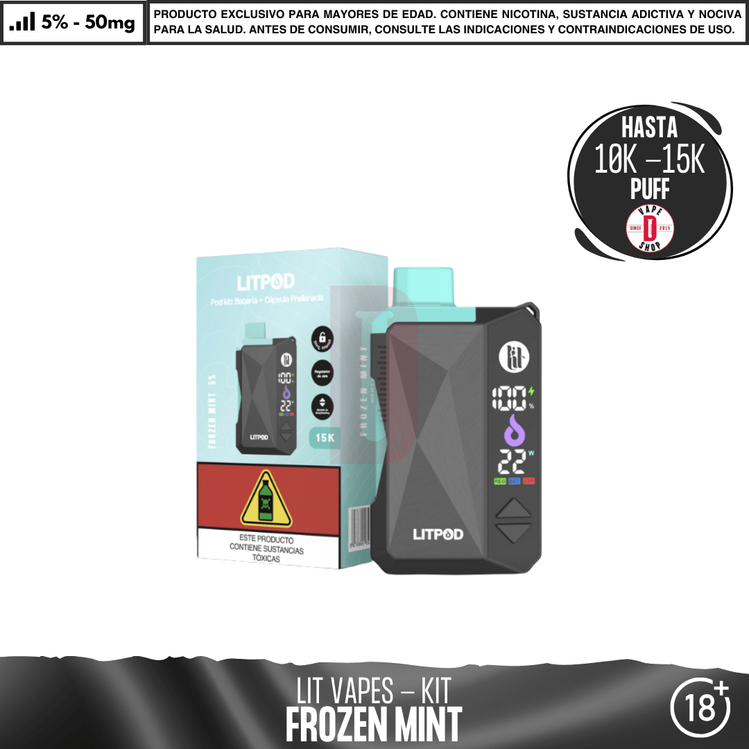 Litpod Kit 10000 - 15000 PUFF - Vape Desechable - Lit Vapes | EQC-LIT-LPK-FRMI