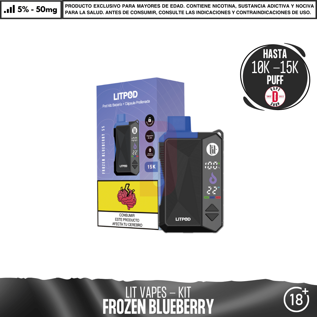 Litpod Kit 10000 - 15000 PUFF - Vape Desechable - Lit Vapes | EQC-LIT-LPK-FRBL