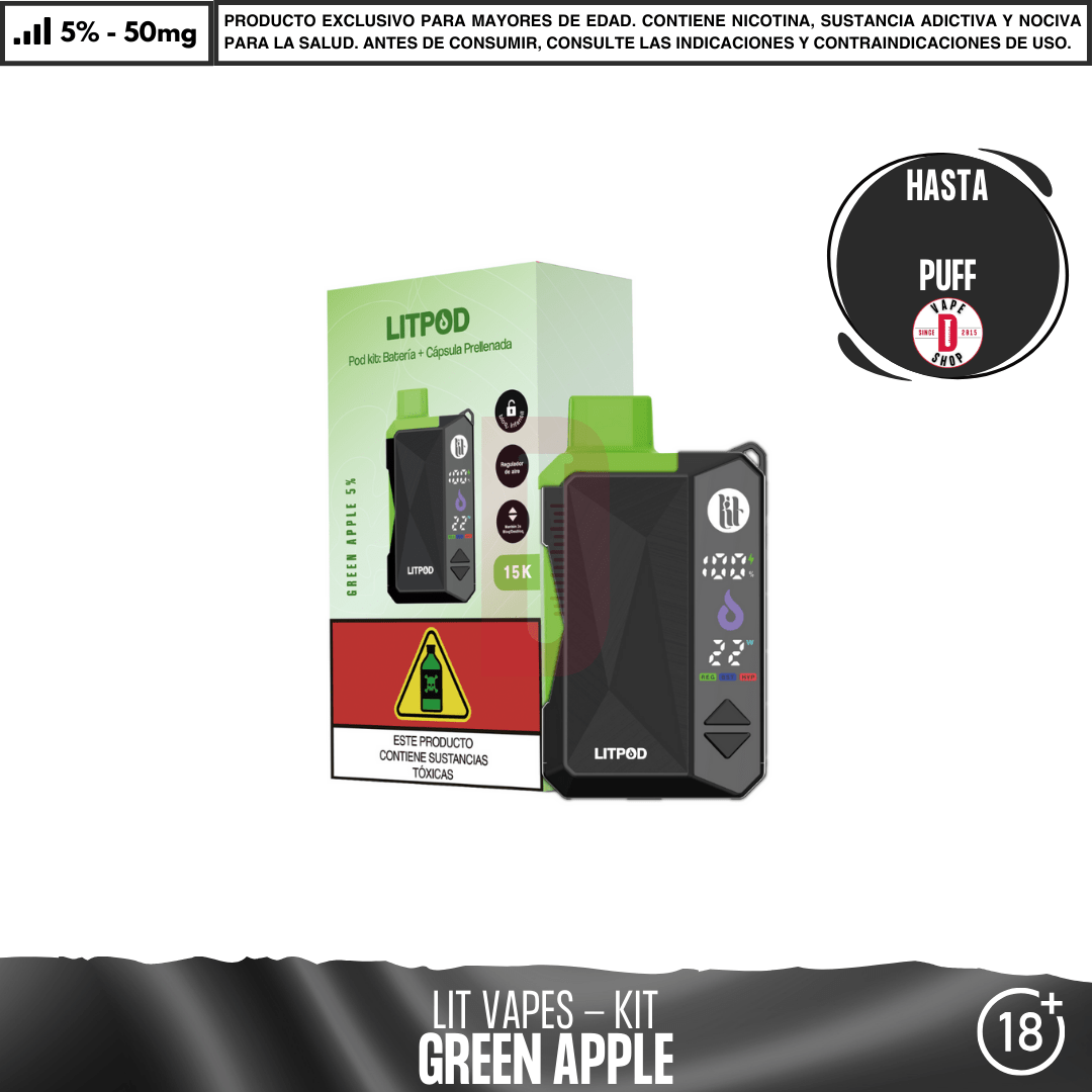 Litpod Kit 10000 - 15000 PUFF - Vape Desechable - Lit Vapes | EQC-LIT-LPK-GRAP