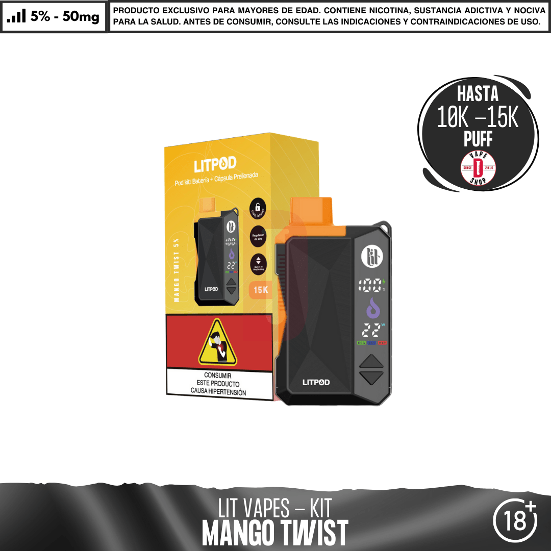 Litpod Kit 10000 - 15000 PUFF - Vape Desechable - Lit Vapes | EQC-LIT-LPK-MATW