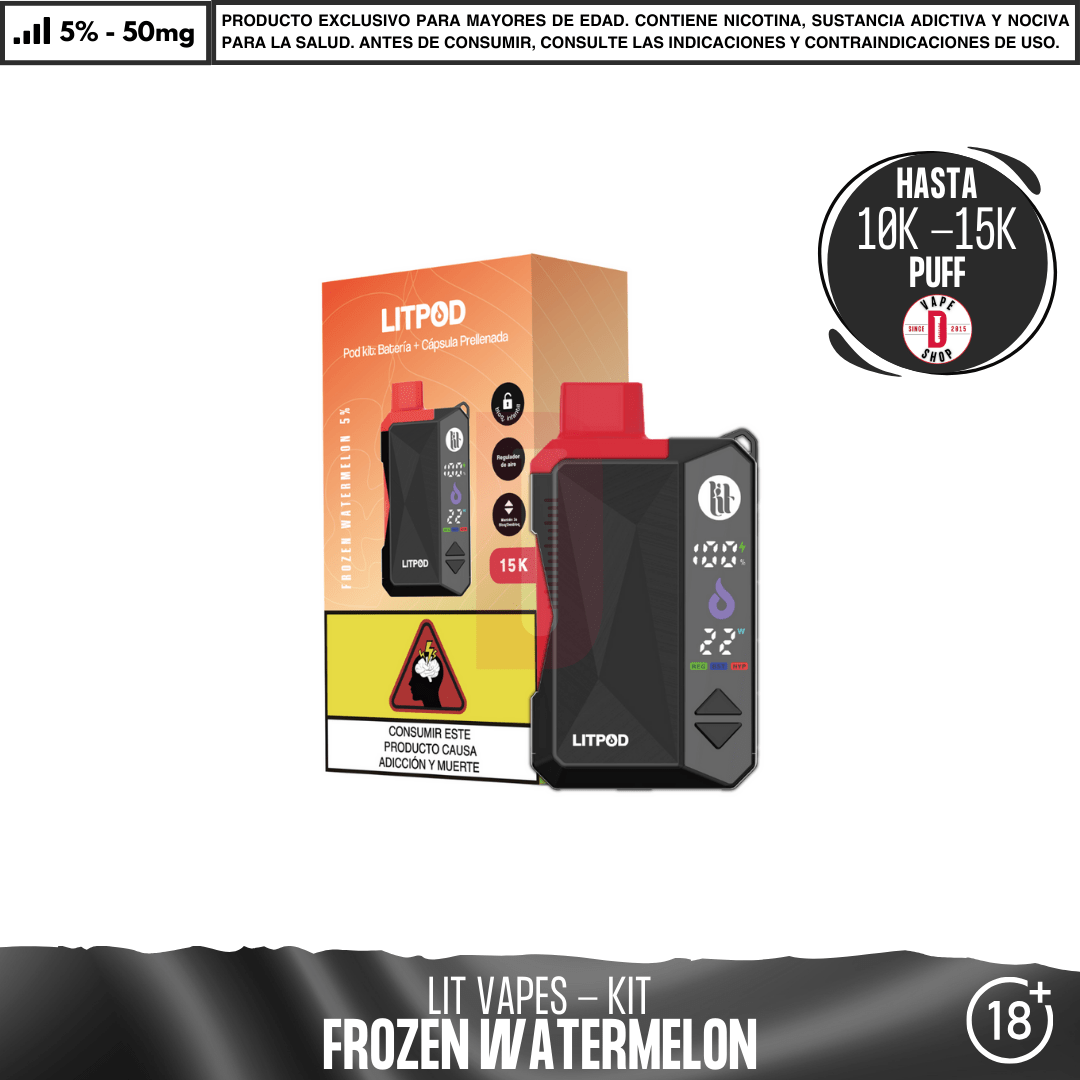 Litpod Kit 10000 - 15000 PUFF - Vape Desechable - Lit Vapes | EQC-LIT-LPK-FRWA