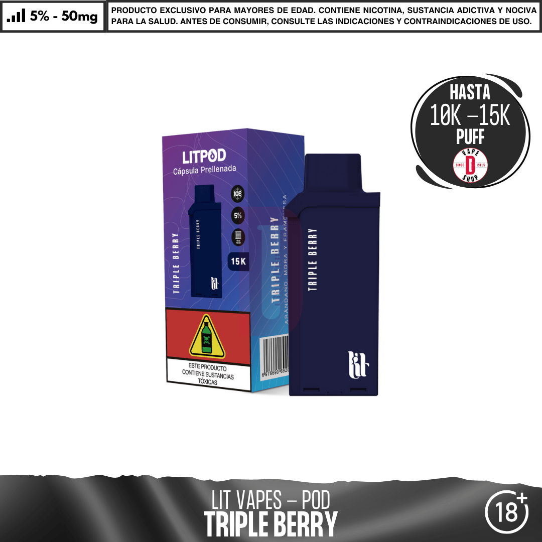 Litpod Pod 10000 - 15000 PUFF - Vape Desechable - Lit Vapes | EQC-LIT-LPK-POD-TRBE