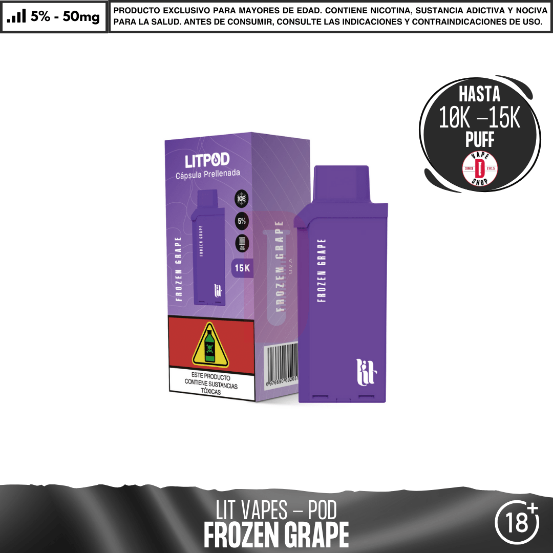 Litpod Pod 10000 - 15000 PUFF - Vape Desechable - Lit Vapes | EQC-LIT-LPK-POD-FRGR