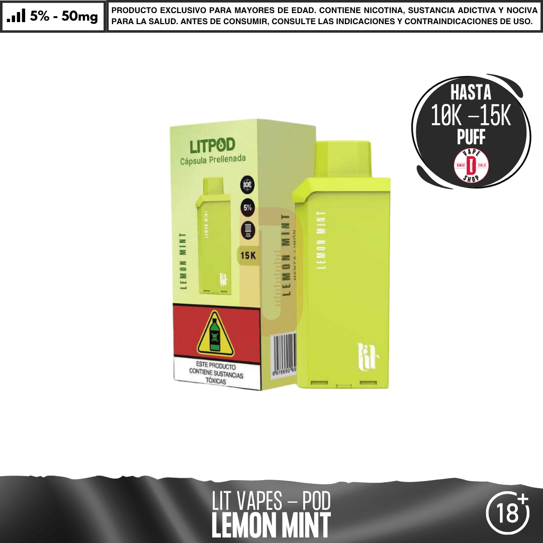 Litpod Pod 10000 - 15000 PUFF - Vape Desechable - Lit Vapes | EQC-LIT-LPK-POD-LEMI