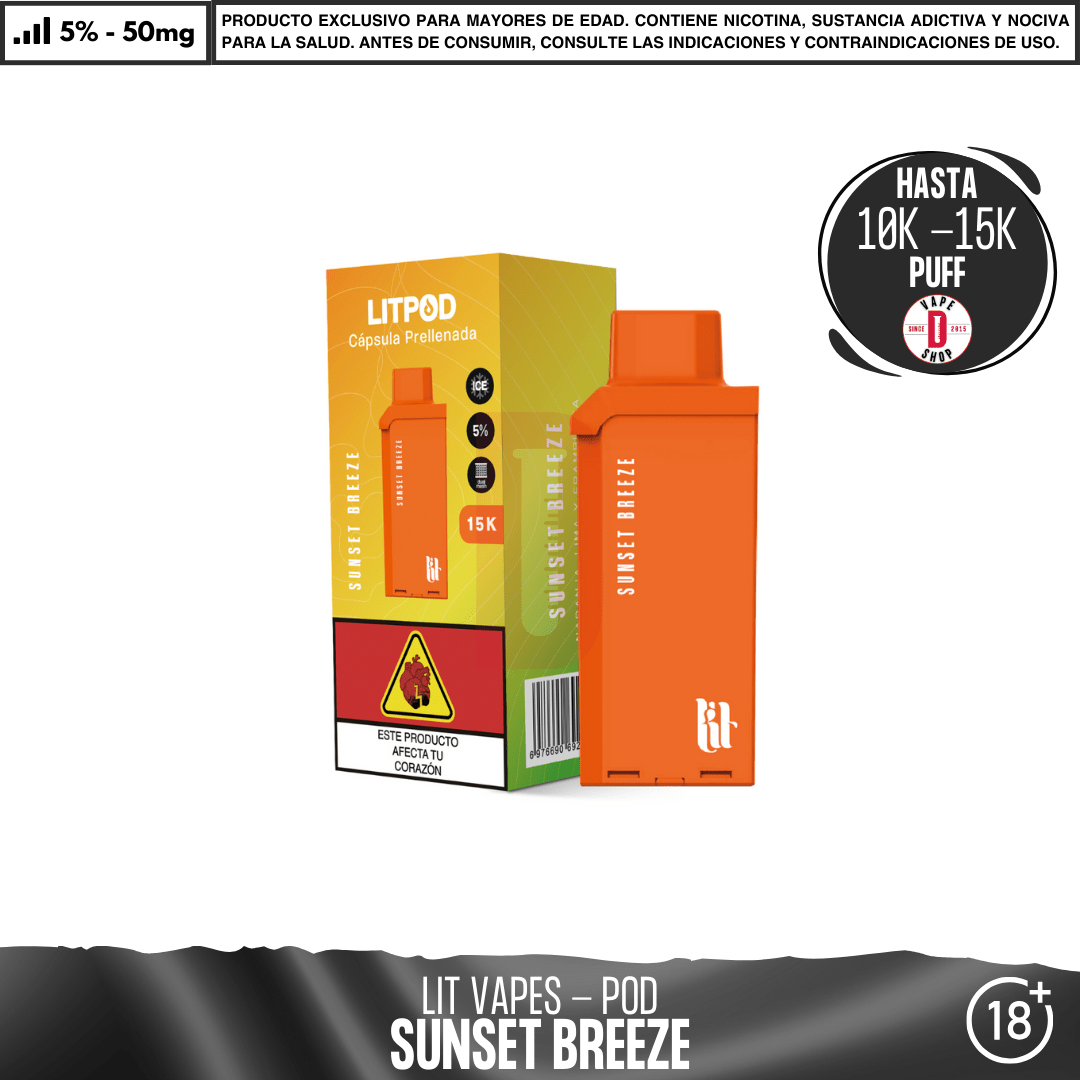 Litpod Pod 10000 - 15000 PUFF - Vape Desechable - Lit Vapes | EQC-LIT-LPK-POD-SUBR