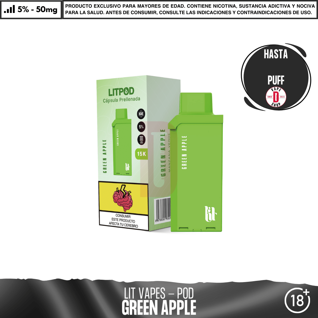 Litpod Pod 10000 - 15000 PUFF - Vape Desechable - Lit Vapes | EQC-LIT-LPK-POD-GRAP