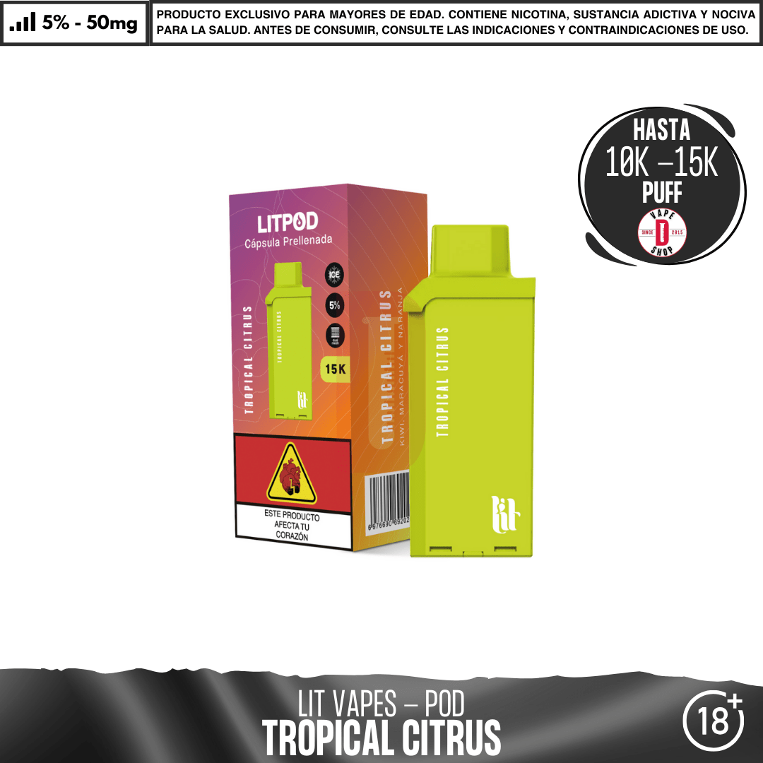Litpod Pod 10000 - 15000 PUFF - Vape Desechable - Lit Vapes | EQC-LIT-LPK-POD-TRCI