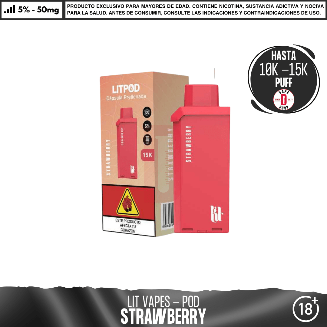 Litpod Pod 10000 - 15000 PUFF - Vape Desechable - Lit Vapes | EQC-LIT-LPK-POD-STRA