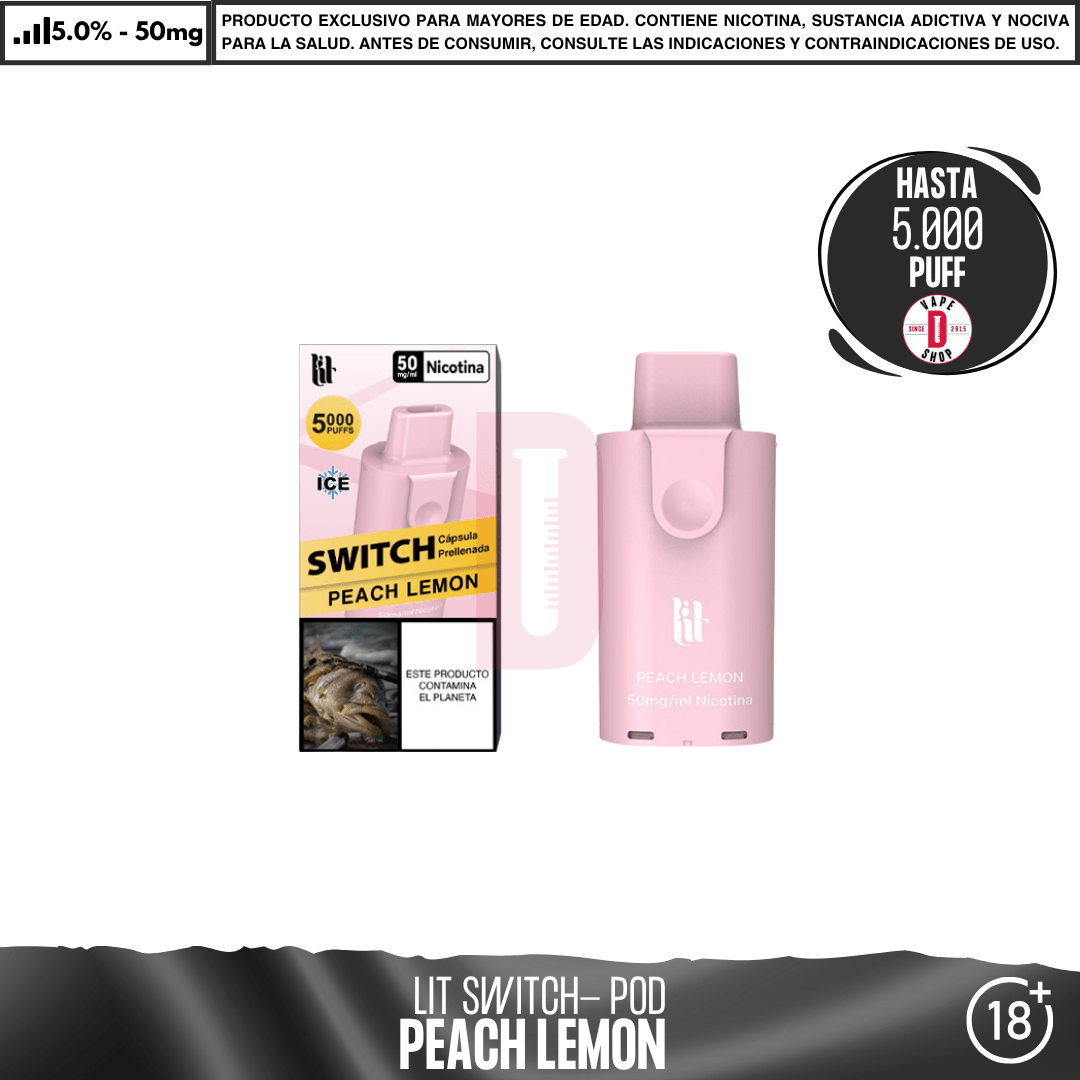 Litpod Switch Pod recambio individual 5000 PUFF - Vape Desechable - Lit Vapes | EQC-LIT-LPS-POD-PL50