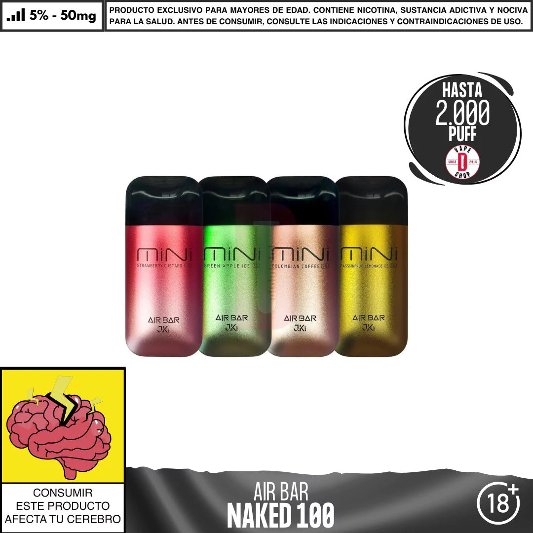Naked 100 - Air Bar Mini 2.000 PUFF - Vape Desechable - Naked 100 | DIS - NA1 - ABM - COC